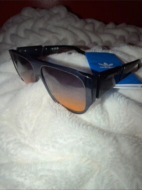 Adidas Black Frame Sunglasses with Gold/Blue Gradient Lenses
